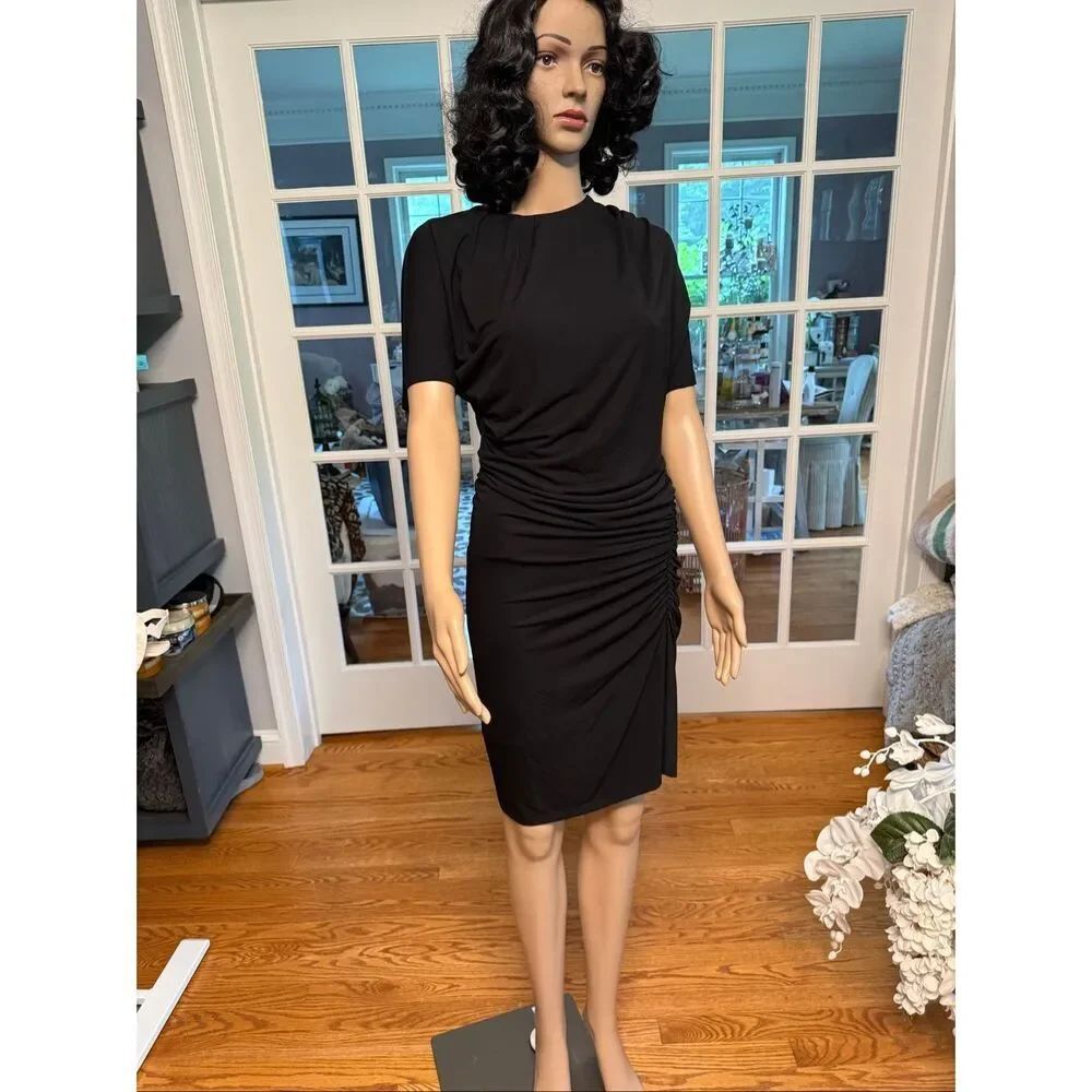 Simkhai Kiko Black Ruched Bodycon Short Sleeve Dress sz M NWT